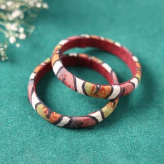 Multicolor Handpainted Kalamkari Bangle Set of 2