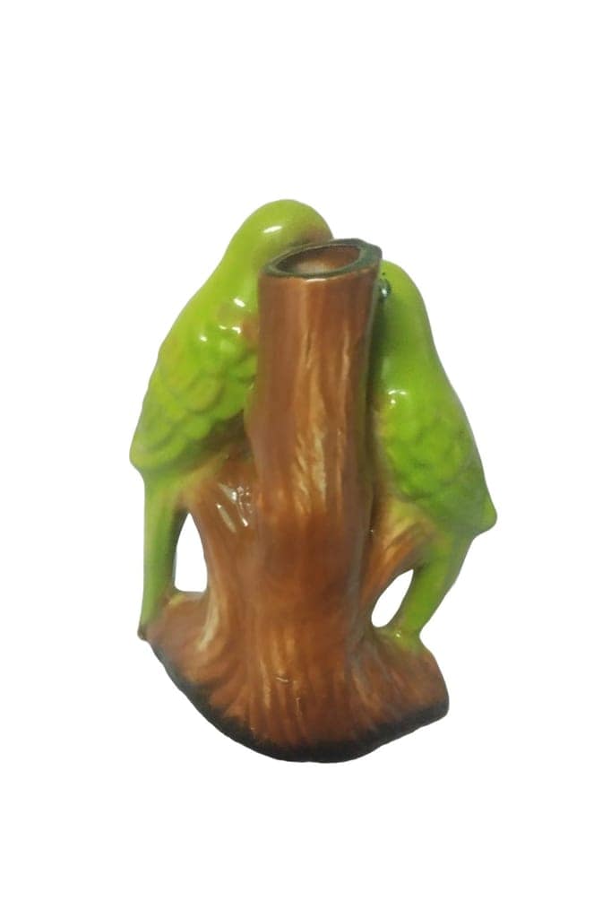 Green Parrot Figurine on Branch - Decorative Home Decor view 2
