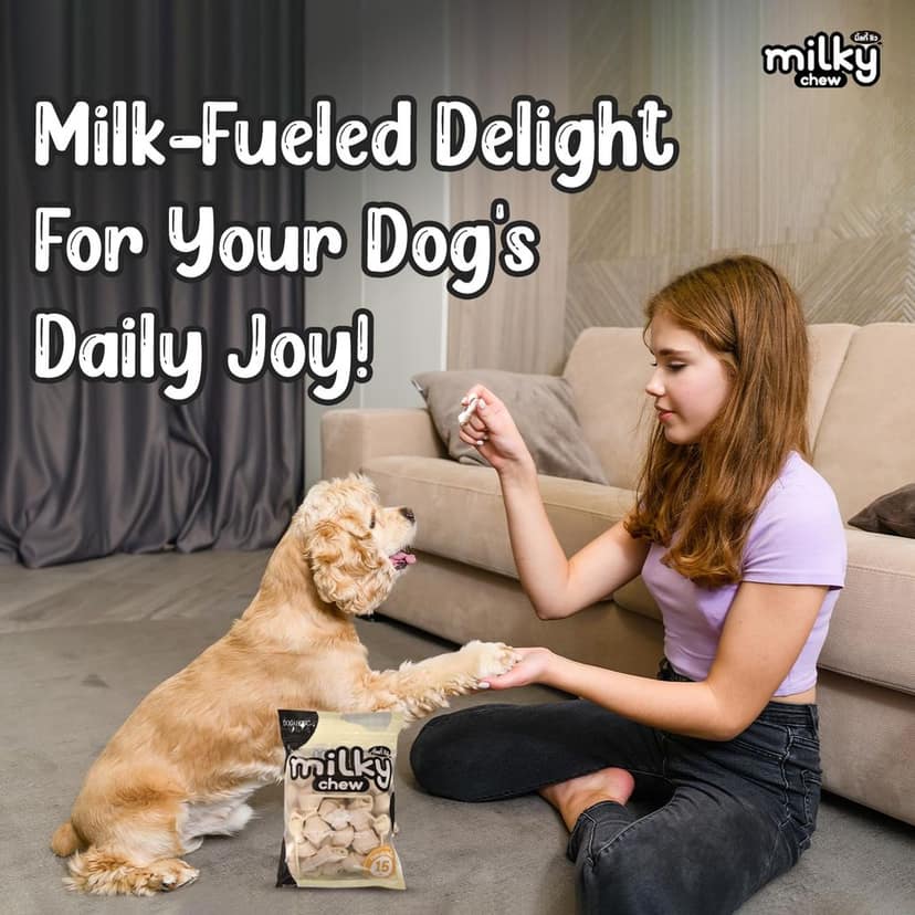 Dogaholic Milky Chew Knotted Bone Treats | 15 Long-Lasting Milk-Flavoured Bones for Dogs | Healthy Chews for Dental Health, Teething & Chewing Needs | Ideal for All Breeds & Life Stages view 2