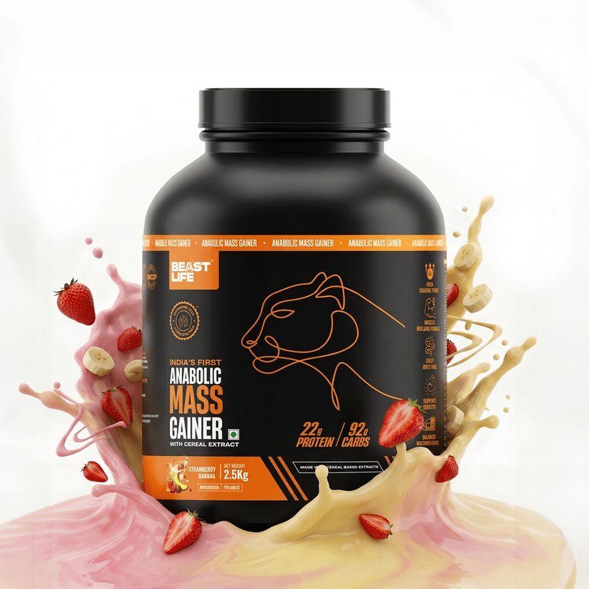 Anabolic Mass Gainer with Ultrasorb Tech | No Maltodextrin | Strawberry Banana | 2.5 kg