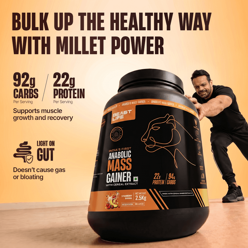 Anabolic Mass Gainer with Ultrasorb Tech | No Maltodextrin | Strawberry Banana | 2.5 kg view 2