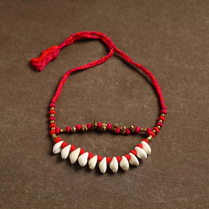Red - Tribal Odisha Dokra Threadwork Handmade Necklace 46 view 2
