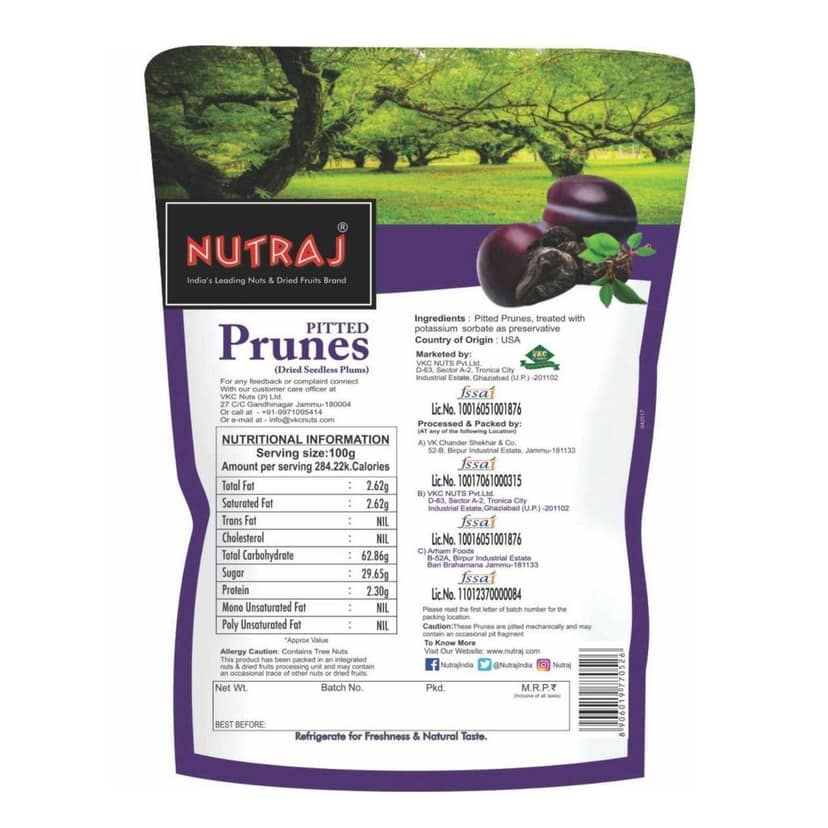 Nutraj Dried Pitted Prunes (Dried Seedless Plums) 200g view 2