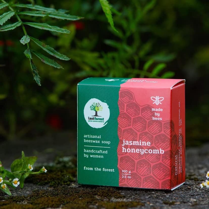 Last Forest Beeswax Soap (100gm), Herbal Bathing Soap for Glowing Skin, Handcrafted, Handmade, 100% Natural Ingredients, Moisturizing, Natural Beeswax, Bathing Soap for Men & Women (Jasmine) view 2