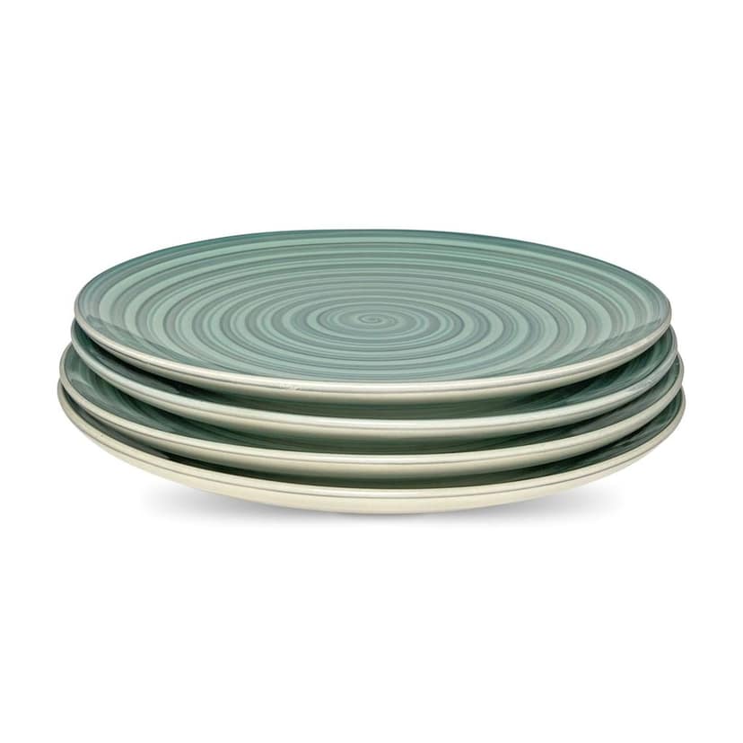 Ceramic Dining Green And Grey Hand-Painted Ceramic 10.2Inchs Dinner Plates Set of 2 view 2