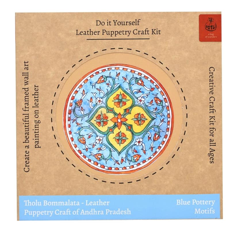 DIY Wall Art Tholu Painting kit Blue Pottery pattern Blue 5" view 2