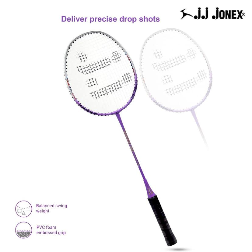 JJ Jonex LX-8 Badminton Racket Aluminium Badminton Racket with Full Cover | One-Piece Frame, PVC Foam Embossed Grip for Comfortable Feel, Balanced Swing Weight for Power & Control view 2