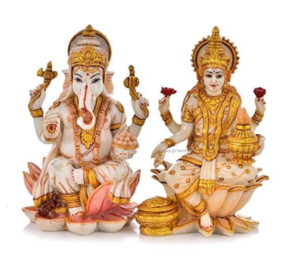 Patwari Arts Marble 8 Inches Laxmi & Ganesh Murti for Home Temple and Puja, Multicolor Idol Pack of 2 for Gifting. view 2