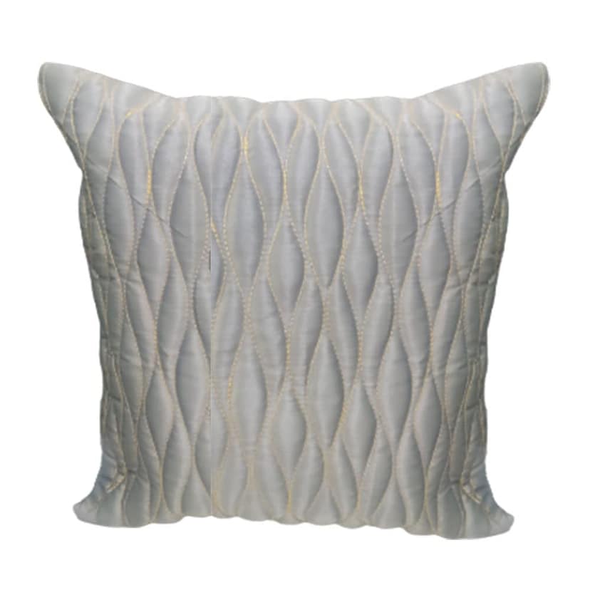 Grey Set of 5 Quilted Zari Square Cushion Covers for Sofa Home Bedroom (16x16 inch or 40 x 40 cm) view 2