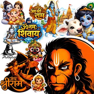 God Stickers for Bike & Laptop | Waterproof Laptop Stickersset, Hindu God, Water & UV Proof, Vinyl Stickers, Residue Free, Self Adhesive & Non Tearable Bike StickersSet | Pack of 39 Stickers