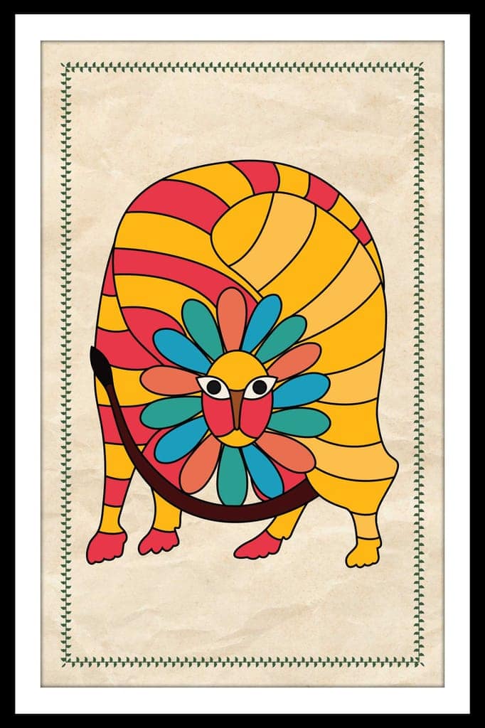 VIBRANT ANIMAL ART FRAMED PRINT 16in X 24in WITH BLACK FRAME view 2