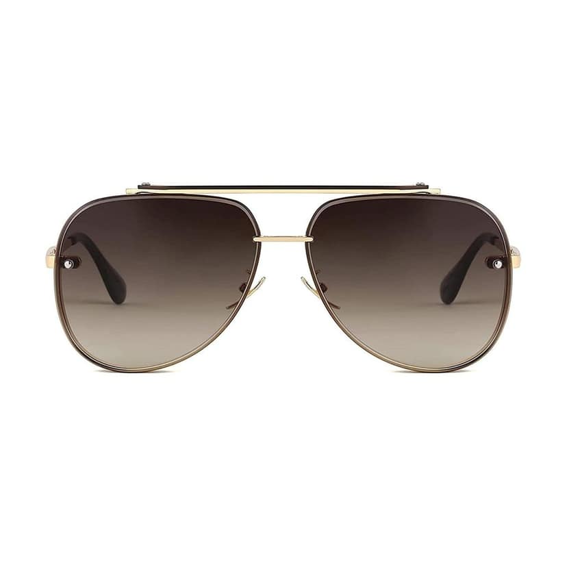 4Flaunt Rimless Aviator Stylish Trending & Latest Vintage Pilot Metal Body Sunglasses For Men And Women | 100% UV Protected (M, C4 - Gold Frame/Brown Gradient Lenses) view 2