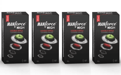 MANFORCE High Double Apple Flavoured Lubricated Condoms | Ultra Thin | 10 Sheets x 4 Condom (Set of 4 40 Sheets)