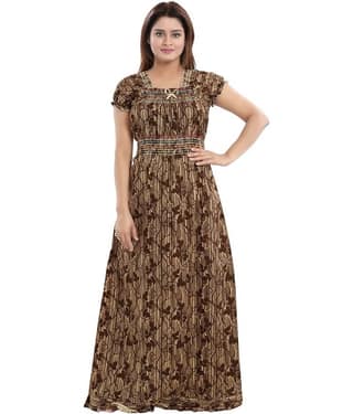 INNER BEATS Multicolor Cotton Blend Women's Nightwear Night Dress ( Pack of 1 )