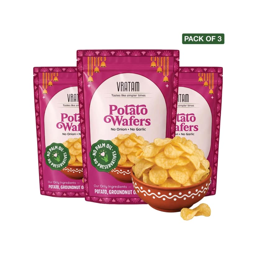 Vratam Potato Wafers Pack of 3 - 180g (60gx3)