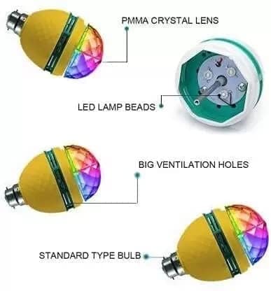 DAYBETTER� 360 Degree Rotating LED Crystal Bulb Magic Disco LED Light,LED Rotating Bulb Light Lamp for Party/Home/Diwali Decoration Home | VD-C-7 view 2