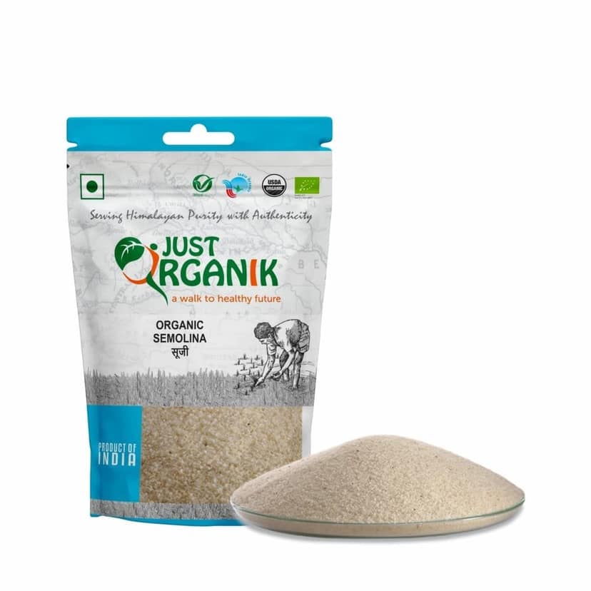 Just Organik Organic Semolina 2 Kg (4X500g), Organic Sooji/ Suji, Nutritive Coarse Flour view 2