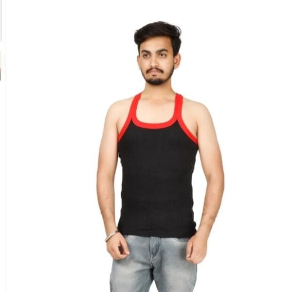 Men's Round Neck Vest Black (Pack of 01 Pcs)