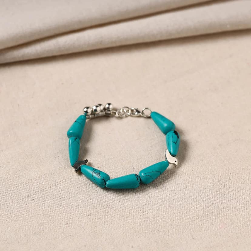 Green - Handmade German Silver Beaded Bracelet 03
