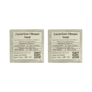 Savorsoul Luxurious Opaque Handcrafted Bathing Soap – Pack of 2 (100g each, 200g Total) Coconut oil, Castor oil, Glycerin & other natural ingredients.