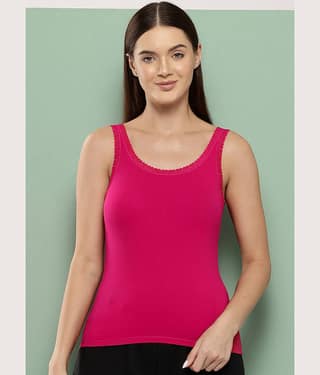 Leading Lady Pack of 1 Camisole/ Tank Top Cotton Blended Camisoles ( Peach )