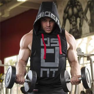 Hot Button Printed Gym Vest Hoodie Stringer for Men - Trendy and Functional Workout Apparel