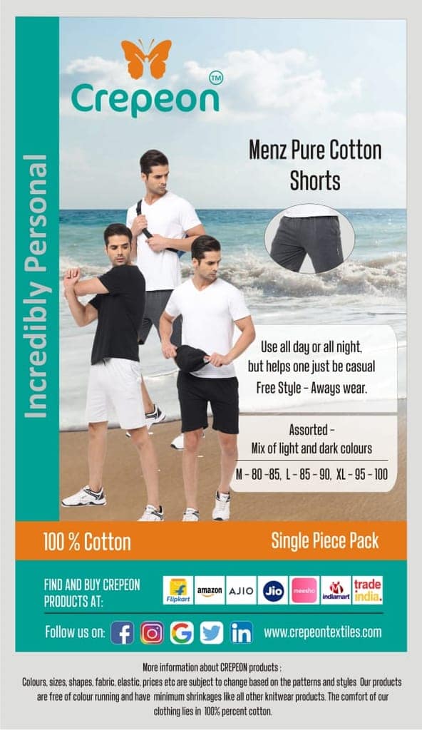 Crepeon Mens Cotton Shorts view 2