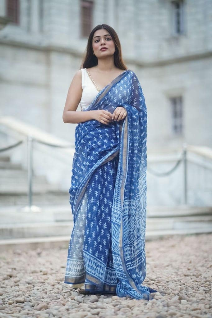 KaisorI Malhar Sejal Kota blockprinted cotton silk saree view 2