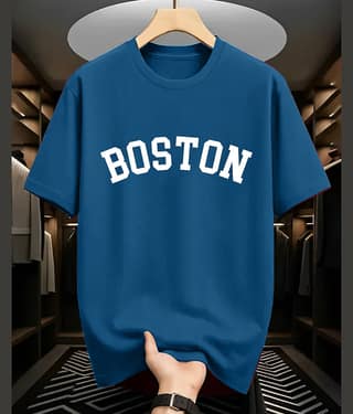 AUSK Men Cotton Blend Oversized Fit Printed T-Shirt ( Teal Blue )