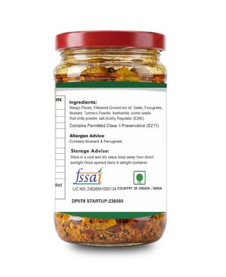 Mango Pickle Tangy & Spicy Achar with Real Mango Pieces, Authentic Indian Homemade Style, Made with Natural Ingredients, Freshness Locked Airtight Seal Jar