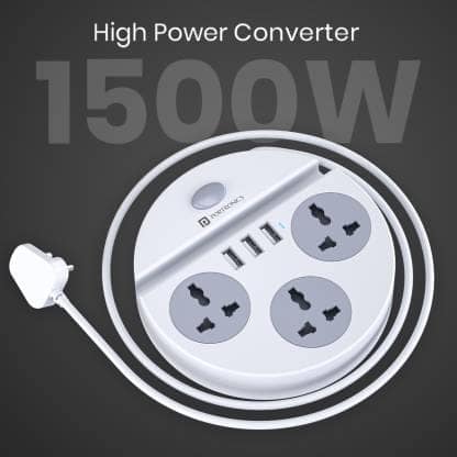 Portronics Power Plate 5 1500W 3USB + 3 Socket Extension Boards (White, 1.5 m, With USB Port) view 2