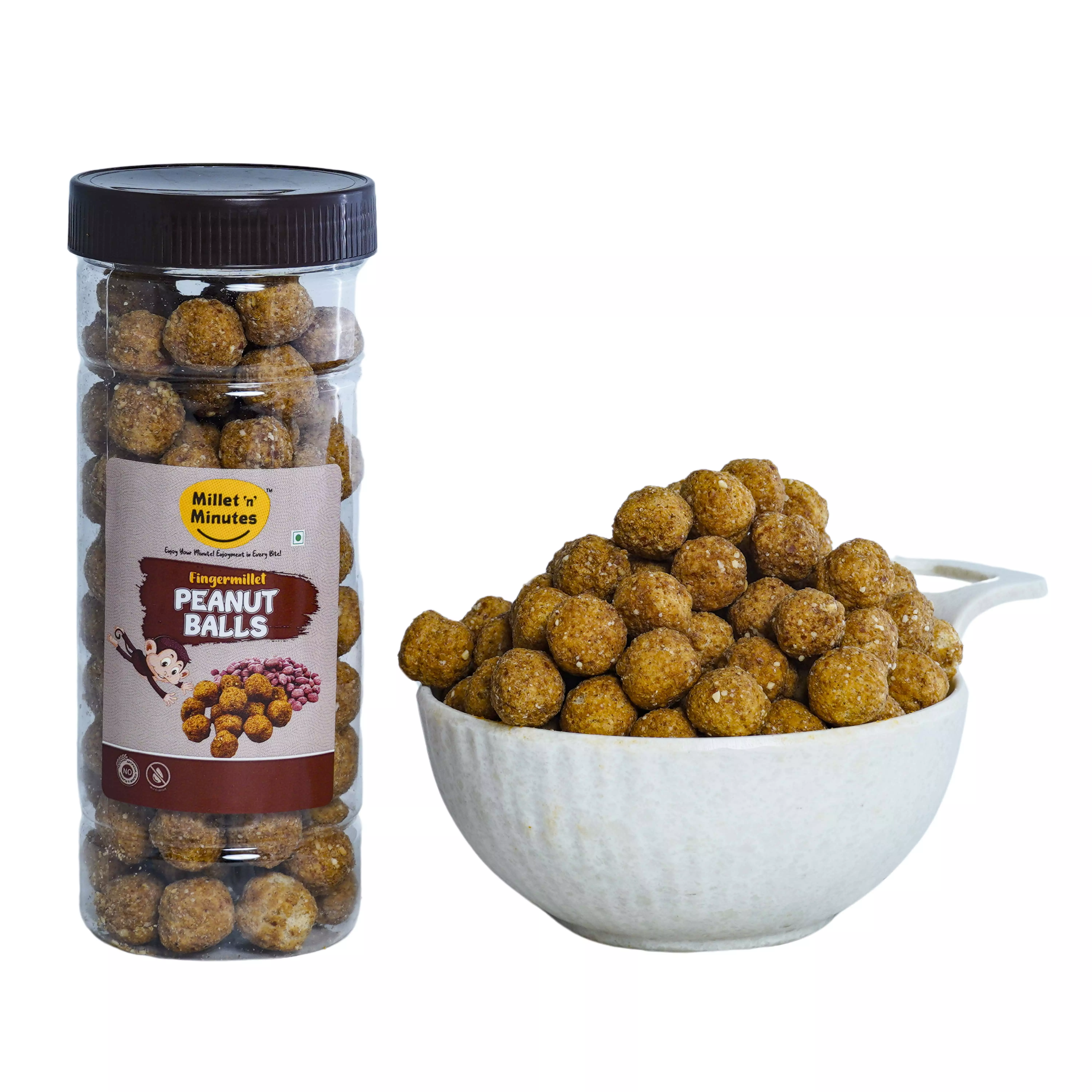 MilletnMinutes Finger Millet Peanut Energy Balls – 100% Natural, Gluten-Free, Vegan Snack | No Refined Sugar | Rich in Calcium, Protein & Fiber | 80g Pack