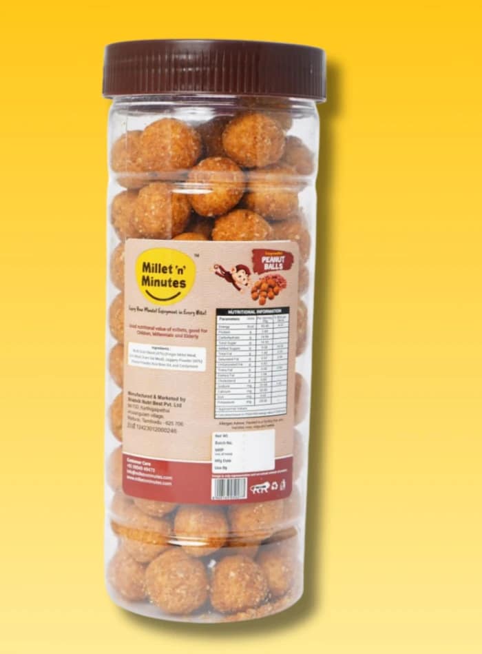 MilletnMinutes Finger Millet Peanut Energy Balls – 100% Natural, Gluten-Free, Vegan Snack | No Refined Sugar | Rich in Calcium, Protein & Fiber | 80g Pack view 2