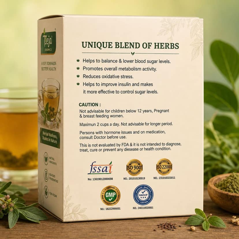Diabetic Friendly Herbal Tea Bags 25 Nos | Promotes overall metabolism activity | Supports Healthy Sugar Management | Natural Herbal Infusion view 2