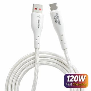 Tarendra 2M USB Type-C Fast Charging Cable 120W 5-Core Copper Wire Nylon Braided Unbreakable SuperVOOC VOOC Warp Dash Dart Support 200,000+ Bend 12 Month Warranty