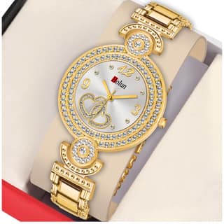 Bolun Black Star Flower Dial Gold BD Girls and Women Watch