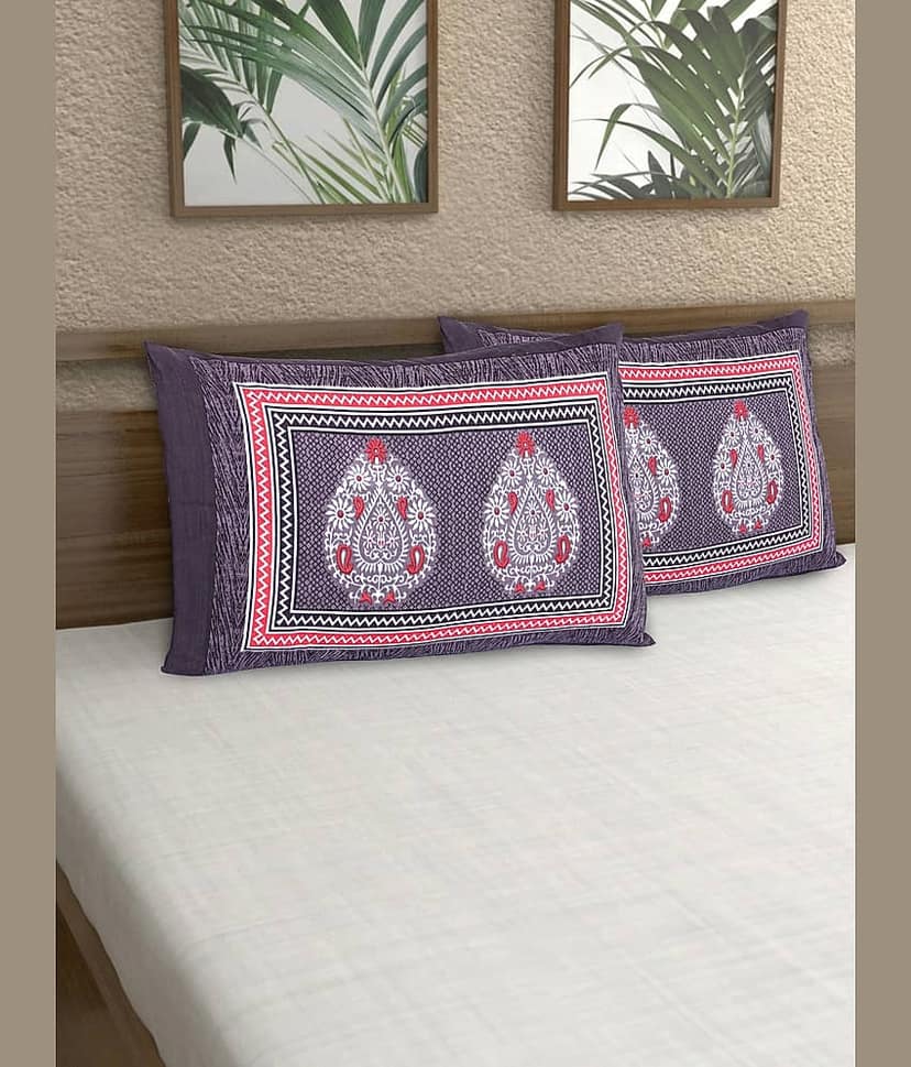 AJ Home - Pack of 2 Cotton Ethnic Regular Pillow Cover ( 68.58 cm(27) x 43.18 cm(17) ) - Gray