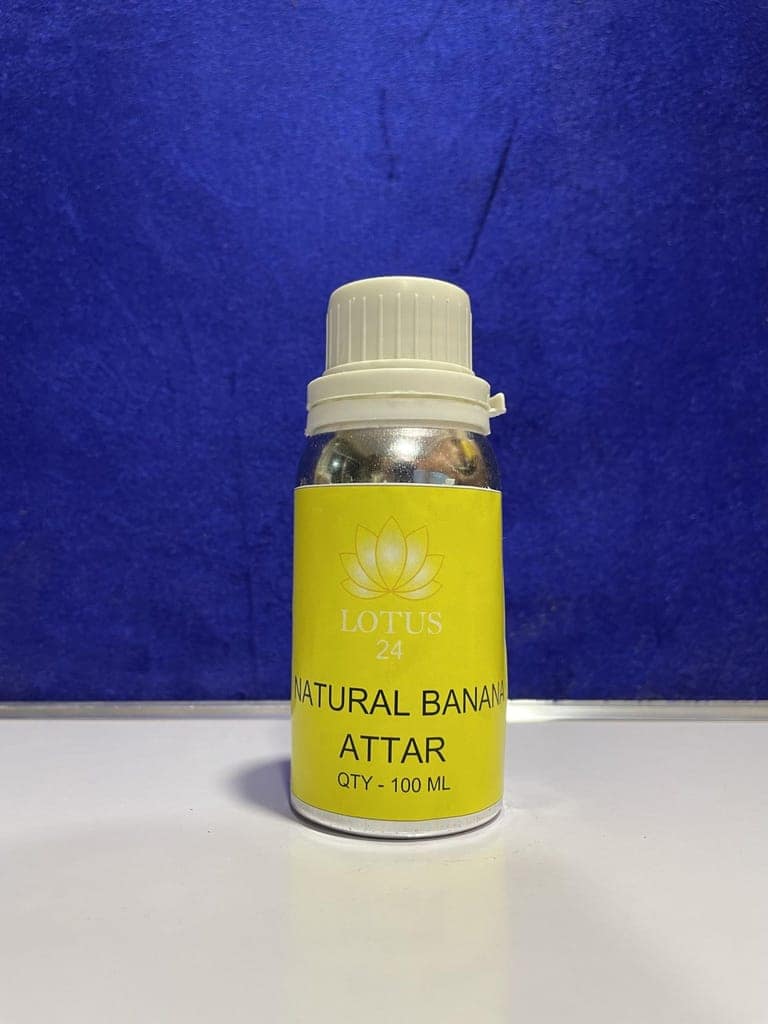 LOTUS24 Banana Attar 3.4 fl. oz. (100ml) + Free 0.2 fl. oz. (6ml) | Sweet & Fruity Banana Aroma | Long-Lasting Alcohol-Free Perfume Oil
