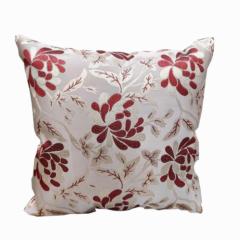 Maroon White Damask / Self Design / Woven Floral Motifs Zipper Square Combo Cushion Covers (24x24 inch or 60 x 60 cm) Set of 2 view 2