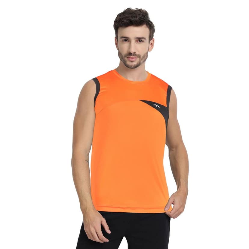 FTX Men Colorblock Round Neck Sleeveless Tshirt