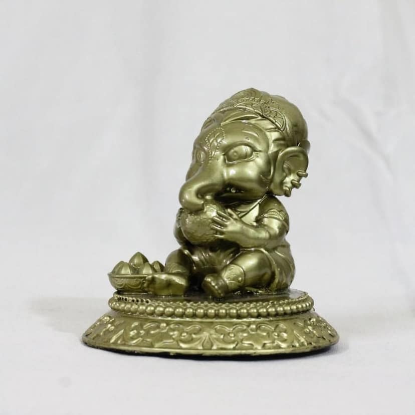 COPPERHOARDLaddu Ganesh Blessing Ganesha Statue Murti with Stand for Home Temple Decor view 2