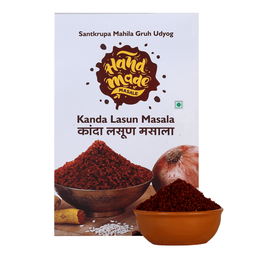 Handmade Masale Onion Garlic Masala / Kanda Lasun Masala Powder for Cooking - 100% Natural and Authentic Indian Spices