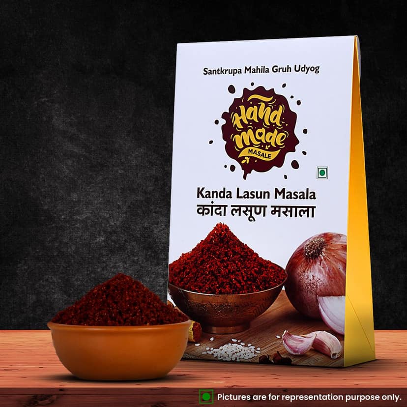 Handmade Masale Onion Garlic Masala / Kanda Lasun Masala Powder for Cooking - 100% Natural and Authentic Indian Spices view 2