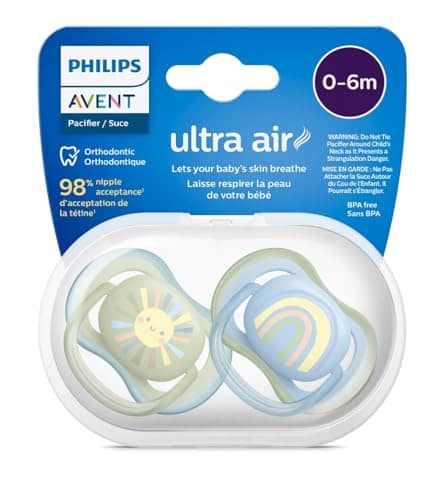 Philips Avent Ultra Air Soother - 2 x Light, Breathable Baby Soothers for Babies Aged 06 Months, BPA-Free with Steriliser Carry Case (Model SCF085/58) Philips Avent Ultra Air Soother - 2 x Light, Breathable Baby Soothers for Babies Aged 06 Months, BPA-Fr view 2