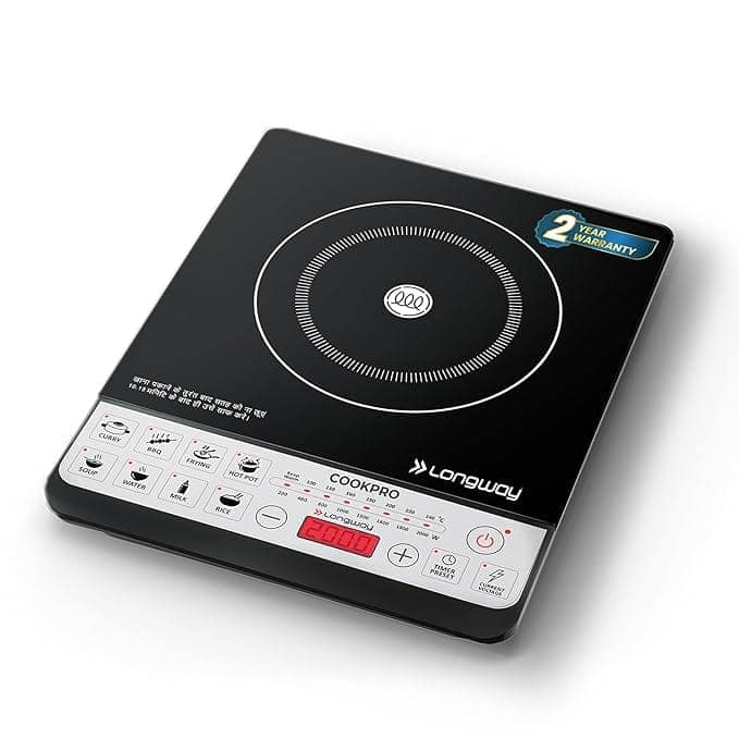Longway Cookpro IC 2000 Watt Induction Cooktop with Auto Shut-Off & Over-Heat Protection With 8 Cooking Mode & BIS Approved (Black, Push Button)