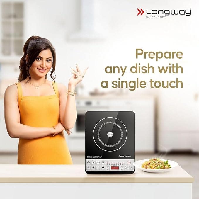 Longway Cookpro IC 2000 Watt Induction Cooktop with Auto Shut-Off & Over-Heat Protection With 8 Cooking Mode & BIS Approved (Black, Push Button) view 2