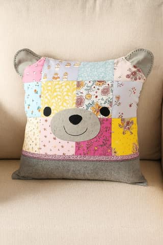 Handmade Patchwork Bear Pillow