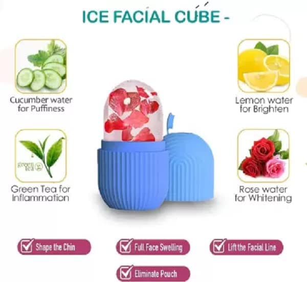 Elecsera 104 Silicone Facial Ice Globe Mold for Face Massage & De-Puffing Silicone Facial Ice Massager (Blue) view 2