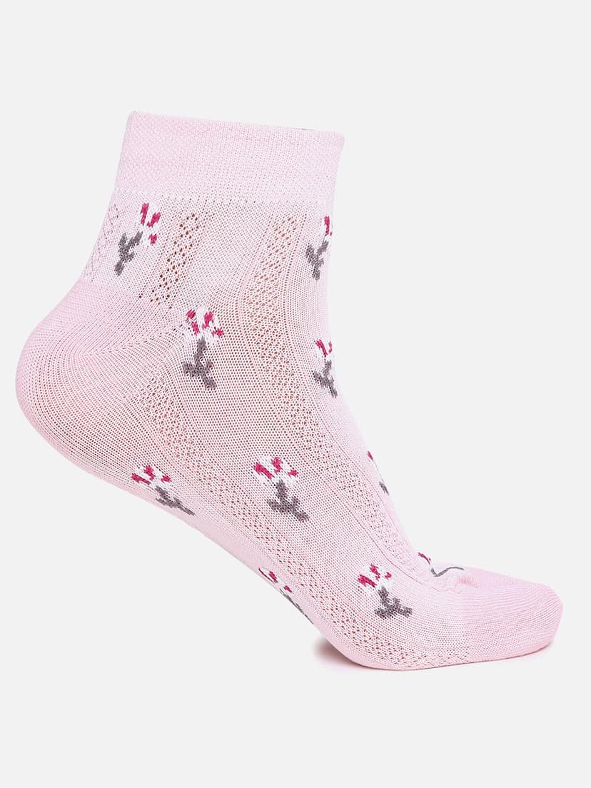 Kolor Fusion Women Ankle Length Floral Cotton Thumb Socks (Pack of 4) view 2