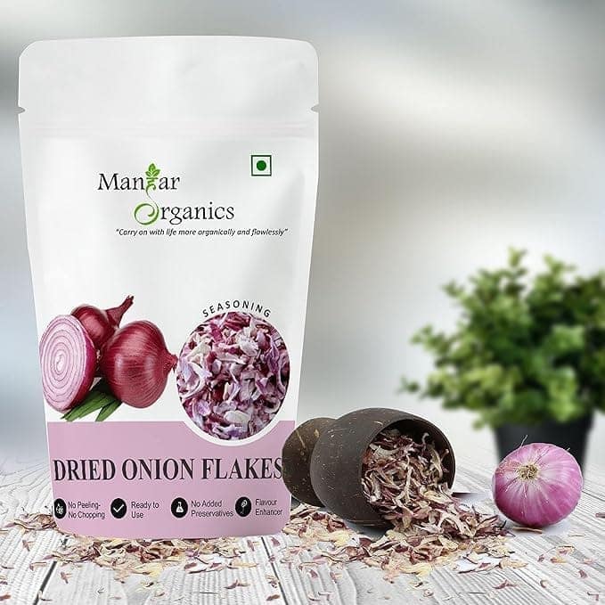 ManHar Organics Dried Onion Flakes | Dehydrated Red Onion | Flavorful & Aromatic | Ideal for Seasoning, Curries, Soups & Instant Cooking - 1KG (pack of 2, 500gm x2) view 2